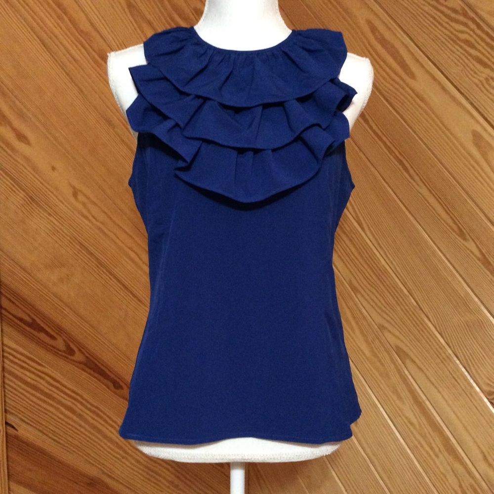 NWOT Anthropologie Hawks Blue Ruffle Top Size 8